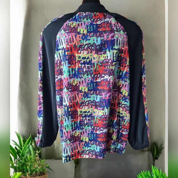 Fresh Fx Graffiti Print 'LOVE ICE CREAM' Lightweight Colourful Zip-Up Jacket - Picture 3 of 9